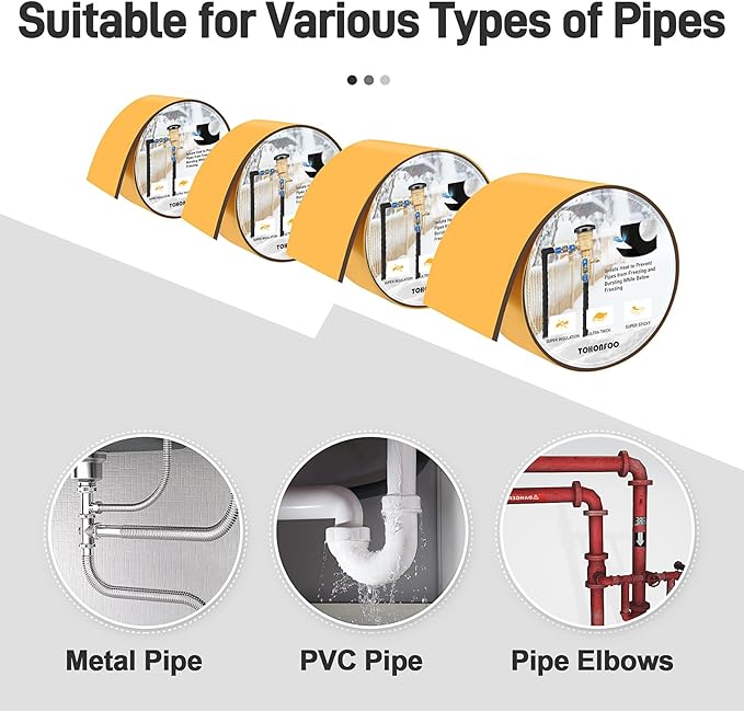 Pipe Insulation Tape, Foam Insulation Tape for Outdoor Pipes Winter Freeze Protection, Foam Pipe Insulation Wrap, Heat Tape for Water Pipes, Copper Pipes, PVC, AC Line, 4in x 15ft, Brown