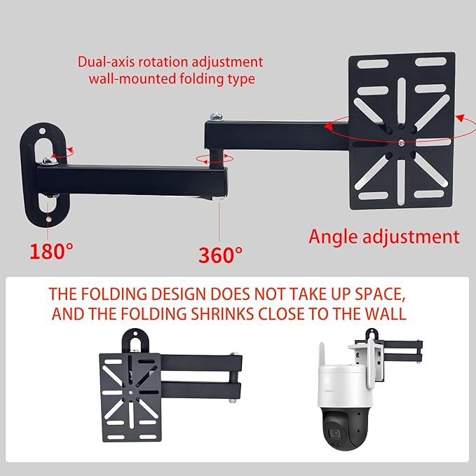 Movable L-Shaped Dome Camera Bracket, Used for Wall-Mounted Installation of Security Dome Cameras, Camera Installation, (Movable L-Shaped Bracket + Wall-Mounted Bracket) (7.8in+7.8in)