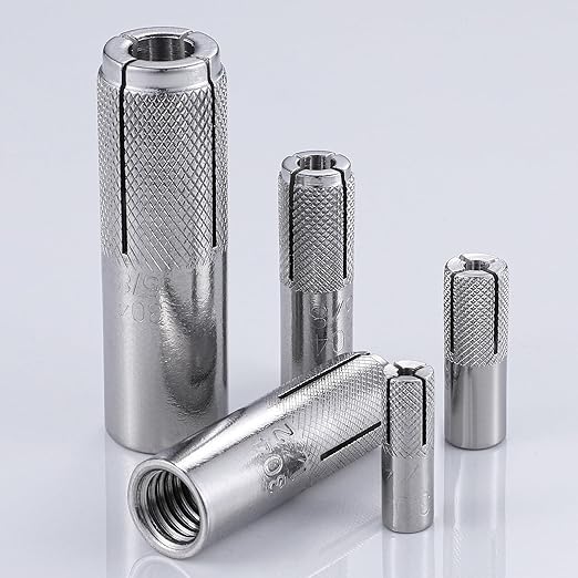 Wensilon(20 pcs) 5/8"-11 Premium Stainless Steel Drop in Anchors Assortment, Knurled Drop-in-Anchor for Solid Concrete, Internal Forced Expansion Screw Bolts
