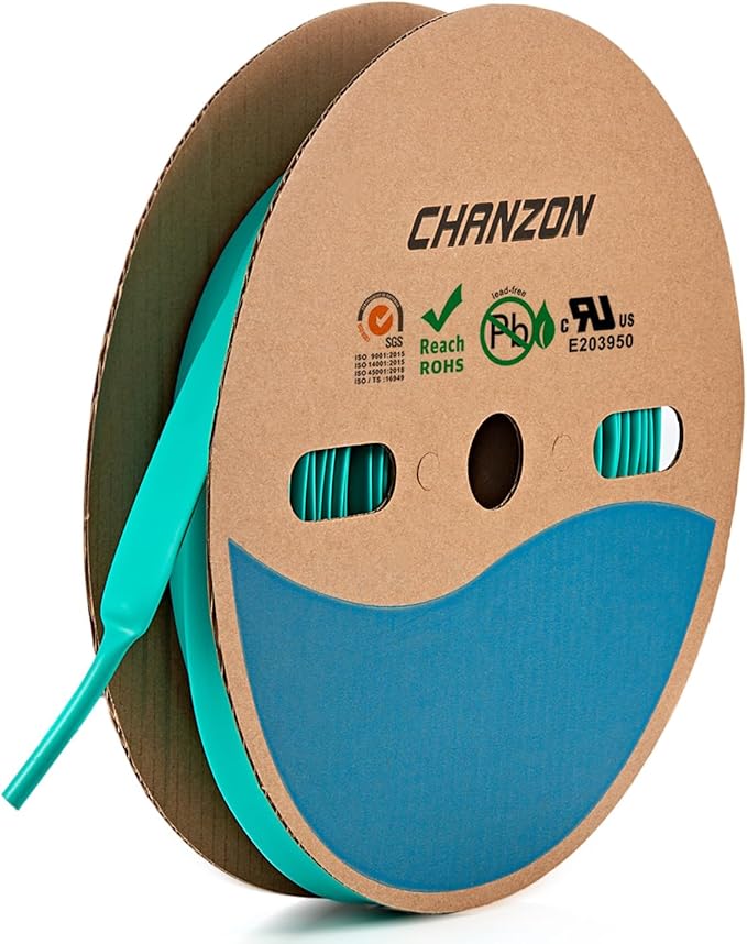 Chanzon 1/2 inch (12.7mm) Waterproof Heat Shrink Tubing - Green Marine Grade, 3:1 Ratio, Dual Wall Adhesive, 80Ft Roll 1pcs