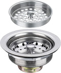 3-1/2 Inch Commercial Kitchen Sink Drain Assembly - Stainless Steel Construction, Dual Strainer Baskets for Drain & Stopper, Fits Restaurant, Food Service, Industrial Sinks