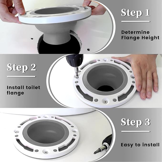 Universal Toilet Flange Kit, Leakage Proof Toilet Repair Flange with Screws, Silicone Toilet Flange Extender for 4in, 5in, Special 3in Waste Pipes, Gray