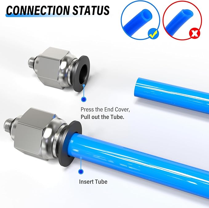 TAILONZ PNEUMATIC Male Straight 6mm Tube OD x M5 Thread Push to Connect Fittings PC6-M5(Pack of 10)