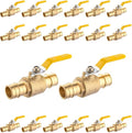 20-Pack Foskan 1" Brass PEX-A Ball Valve with Yellow Handle, Quarter Turn Full Port Valve for PEX-A Pipe Connection