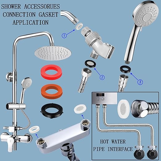 165 PCS Plumbing Hose Rubber Washers Assortment Set with Screen Filter and Silicone Washer Kit,for Shower Head Gasket Garden Hose Washing Machine Inlet Supply Lines Faucet Gaskets Replacement