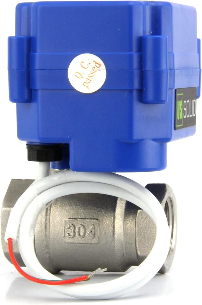 U.S. Solid Motorized Ball Valve- 1/4" Stainless Steel Ball Valve with Full Port, 9-24V AC/DC and 2 Wire Auto Return Setup (Pack of 25)