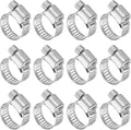 HARFINGTON 12 Pcs Hose Clamp 3/8"-5/8" (10-16mm) 304 Stainless Steel Adjustable Worm Gear Hose Clamp with Phillips Screw Assortment Kit for Fuel Line Pipe Plumbing Automotive Tube