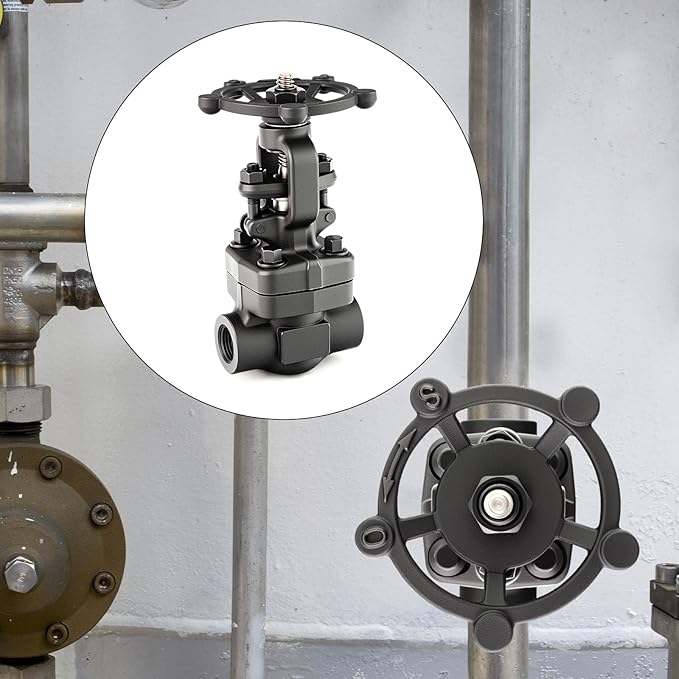 TAISHER 1PCS Forging of Carbon Steel Gate Valve, 1/2" NPT Female Rotary Sluice Valve With Wheel Handle, For Water, Oil, Gas