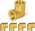 5-PCs HeSun Brass Pipe Fitting, 3/8" x 3/8" NPT Female 90-Degree Barstock Street Elbow