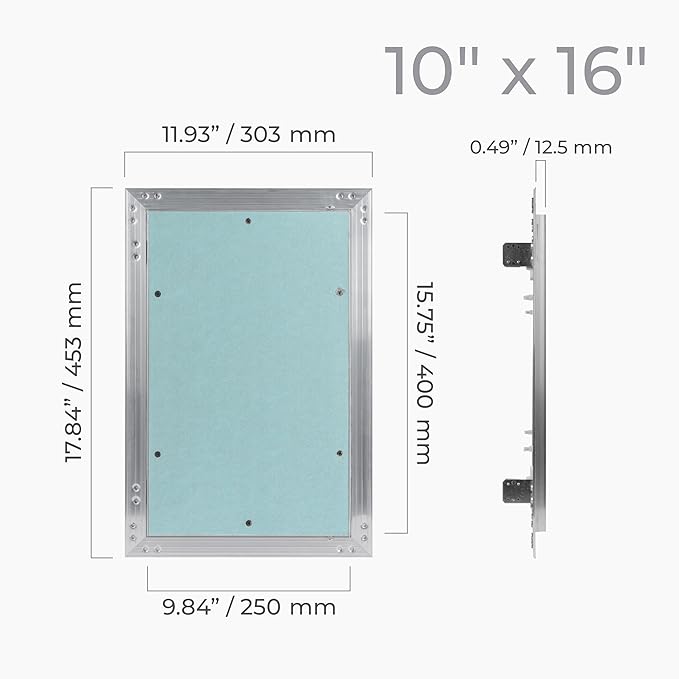 10" x 16" Drywall Access Panel – Waterproof Aluminum Frame Gypsum Hatch – Wall & Ceiling Inspection Door – Easy Install Removable Cover for Plumbing, Electrical, Utility & Ventilation Access