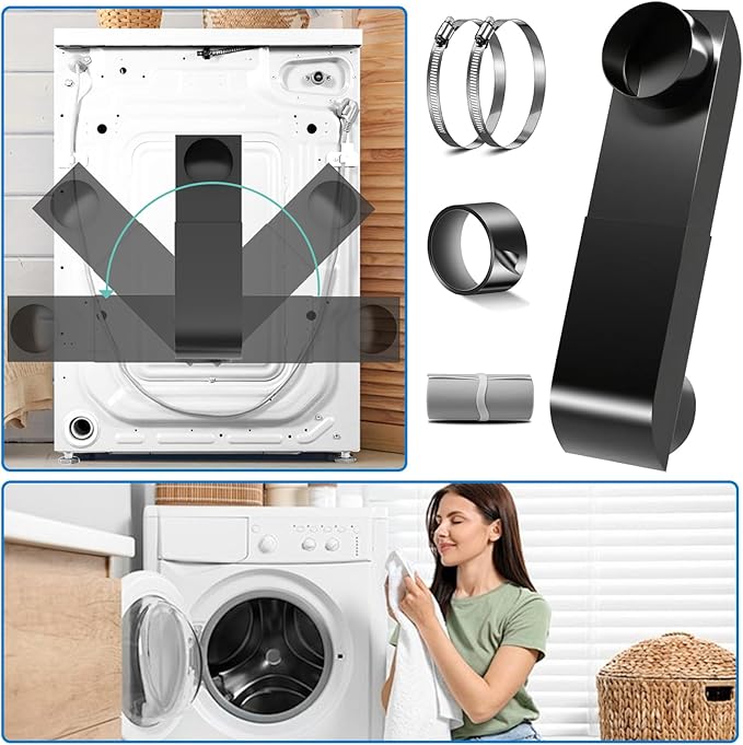 Upgrade Periscope Dryer Vent, 9.5-14.5" Adjustable Dryer Vent Connector Kit for Whirlpool and Tight Spaces - Flat & Slim Telescoping Dryer Vent Low Profile 4 Inch Duct Dryer Outlets