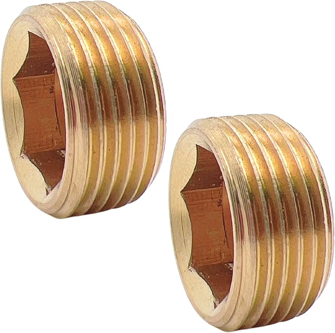 2pcs 1/2" NPT Male Brass Pipe Plug Counter Sunk Internal Hex Head by CX WONDERLAND
