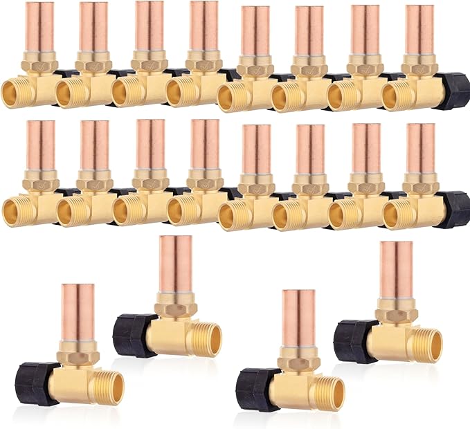 Water Hammer Arrestor,7/8" Female Swivel Ballcock Nut X 3/4" Male Thread Copper Water Arrestor for Toilet Connection(20PACK,Copper Arrestor)(HAMMER024-20Pack)