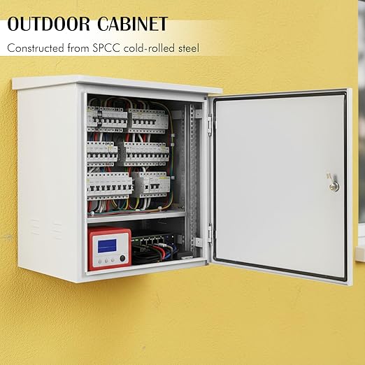 Electrical Junction Box Metal Enclosure Cold-Rolled Steel Plate Network Enclosure Exterior Box Wall/Pole Mounted for Electrical Services and Battery Accessories