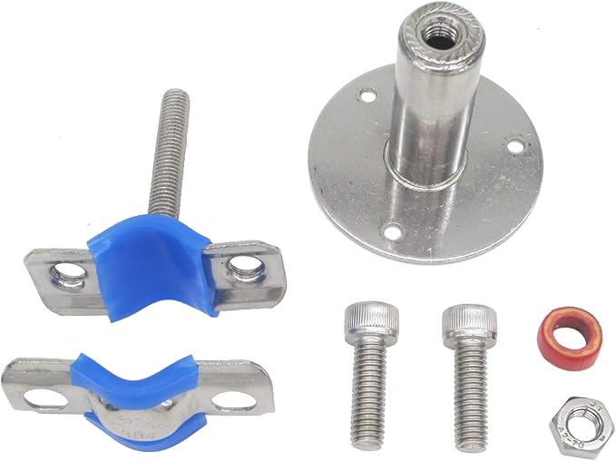Stainless Steel Adjustable Pipe Clamp Bracket - Wall/Ceiling Mount Support for 3/4-Inch (25mm) Pipe, Heavy-Duty Rustproof Brackets with Screws, Set of 2