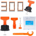Reusable 1/16" Tile Leveling System Kit (300pcs) w/ 1500 1/12" Cross Spacers + 6 Wrenches & 40 Steel Pins - Professional Floor Installation Tools (300, 1/12)