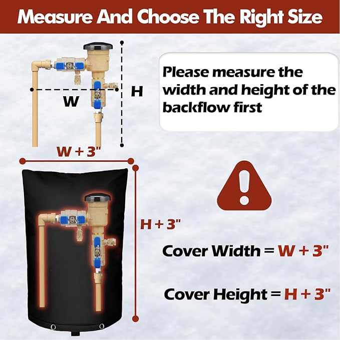 SUNICO Backflow Preventer Insulation Cover (5°F) - 5-Layer Upgrade Insulated Design Sprinkler Covers for Outside,22" W X 34" H, Backflow Insulation Cover for Sprinkler Valve,Winter Freeze Protection
