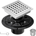 4-1/3 Inch Square Shower Floor Drain with Removable Cover Grid Grate, SUS 304 Stainless Steel, Watermark&CUPC Certified, Chrome Finished (Chrome, 4 in)