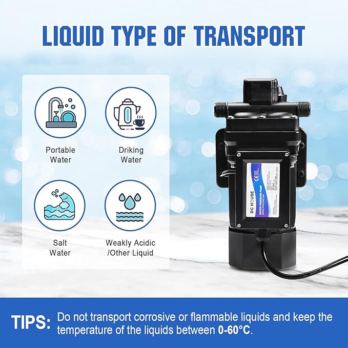 DC HOUSE Brushless 110V Water Pressure Transfer Pump 6.0 GPM 55 PSI Self Priming On Demand Electric Water Diaphragm Pump 110 Volt AC for Home Garden Irrigation Rain Barrel Pool
