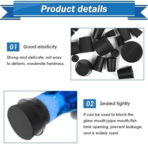 24Pcs Solid Rubber Stopper 11 Assorted Sizes 000# - 8# for Flask, Plug Holes, Lab Seal Rubber Stoppers