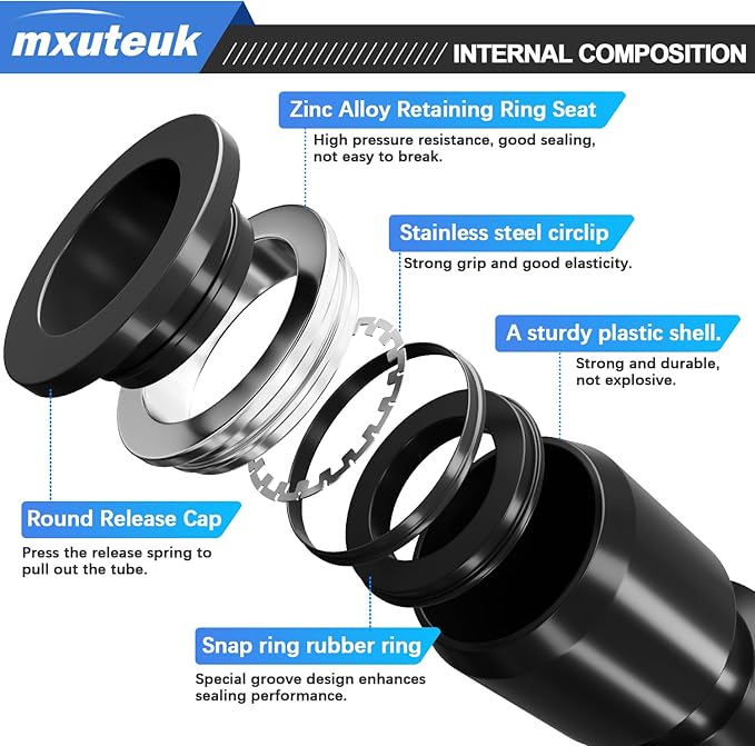 mxuteuk 60pcs 1/4 inch OD Quick Connect Air Hose Fittings 1/4 inch Quick Release Pneumatic Push to Connect Fittings Air Line Fittings for 1/4 inch Tube