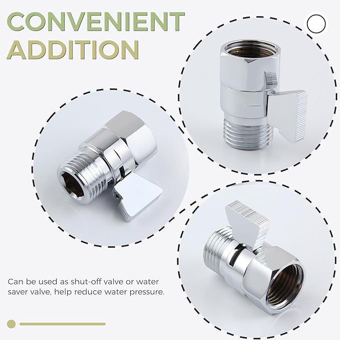 Water Flow Control Valve, Solid Brass Shower Head Flow reducer, Chrome
