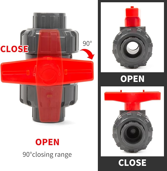 ChillWaves PVC Union Full Port Ball Valve，1"(DN25) True Union Ball Valve，ASTM EPDM O-ring，PTFE Seats，Suitable for Water Supply System，1" Slip Socket(1-PACK)