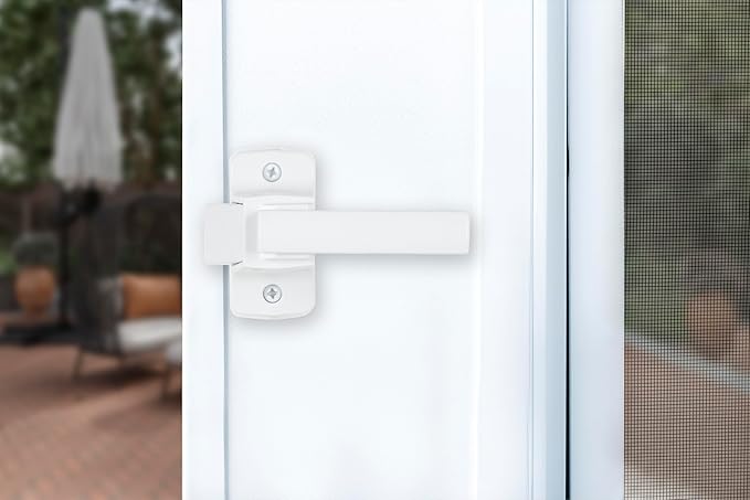 Wright Products Contemporary Lever Latch with No Lock Out Feature, Surface Mount Storm Door Handle for Metal and Wood Doors, Easy Installation, Durable Replacement Latch, White