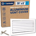 20x8 Inch (Duct Opening) Aluminum 1-Way Air Flow Vent – HVAC Vent Cover for Wall or Ceiling – Quiet HVAC Wall Register with Multi-Shutter Damper – Adjustable Curved Blade - Plastic Seal for Tight Fit