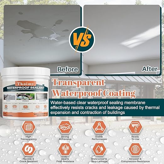 Invisible Waterproof Agent, 1 Quart, Transparent Waterproof Coating, Clear Water Proof and Leak Sealant Repair Roofs, Cracks, Walls, Indoor & Outdoor Liquid Water Proof Sealant