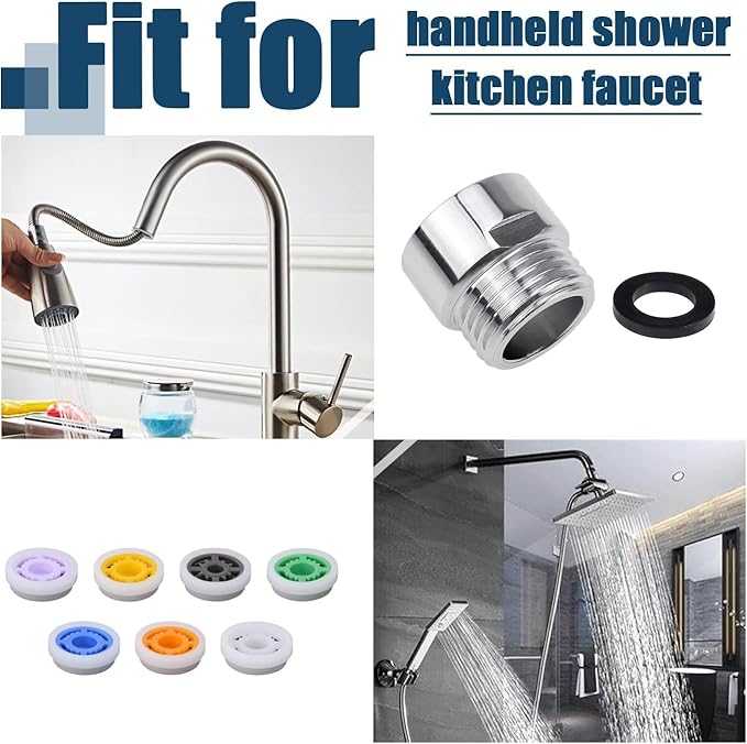 2 Sets 7 Shower Flow Reducer Limiter Set, Water Flow Saver Adapter 1/2 Inch Flow Restrictor, Control Valve for Fixed Shower Head Handheld Shower 1.2/1.5/1.8/2/ 2.2/2.5 GPM