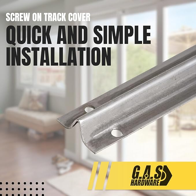 Screw on Track Cover for Sliding Patio Glass Doors | Fix Sliding Glass Door Repair Door Track Cover Replacement Hardware Repair Stainless Steel - Screws NOT Included (4 Feet, 2 Pack)