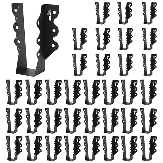 48 Pcs 2"x 6" Joist Hanger,Q235B Steel Black Powder Coated Face Mount Joist Hangers ,Hurricane Ties for Rafters,Tie Brackets for Floor Deck and Ceiling Joists