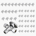 50-Pack GUOFIS PEX-A Angle Stop Valve with Dual Compression Outlet,1/2" PEX-A Expansion Inlet x (3/8" x 3/8") Outlet Shut-off Valves(1/4 Turn,Chrome)(VALVE128-50Pack)
