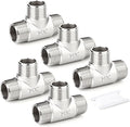 TAISHER 5PCS 304 Stainless Steel Tee Pipe Fittings, 1/2" x 1/2" x 1/2" NPT Male Pipe Fittings