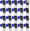 Nickel-plated Iron 3/8"Tube OD x 1/4"NPT 20Packs Quick Release Connectors Elbow Thread Push to Connect Tube Fittings