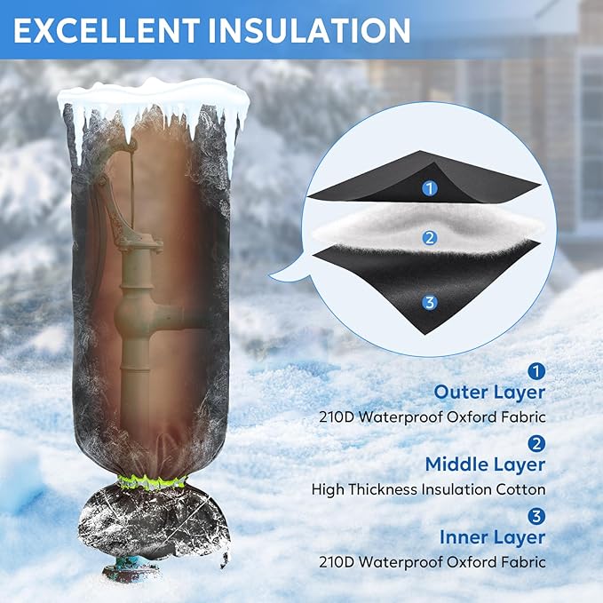 MIXC Outdoor Faucet Covers for Winter Freeze Protection, 15" x 35" Hose Bib Covers for Winter, Reusable Thicker Waterproof Insulated Spigot Cover