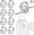 Shimeyao 8 Sets Newel Post Fastener, Newel Post Mounting Kit, Column Handrail to Pole Fastener, 1 1/4 Inch Diameter x 1/8 Inch Thickness Hardened Steel Plate with 1 Round Steel Plate 3 Long Screws