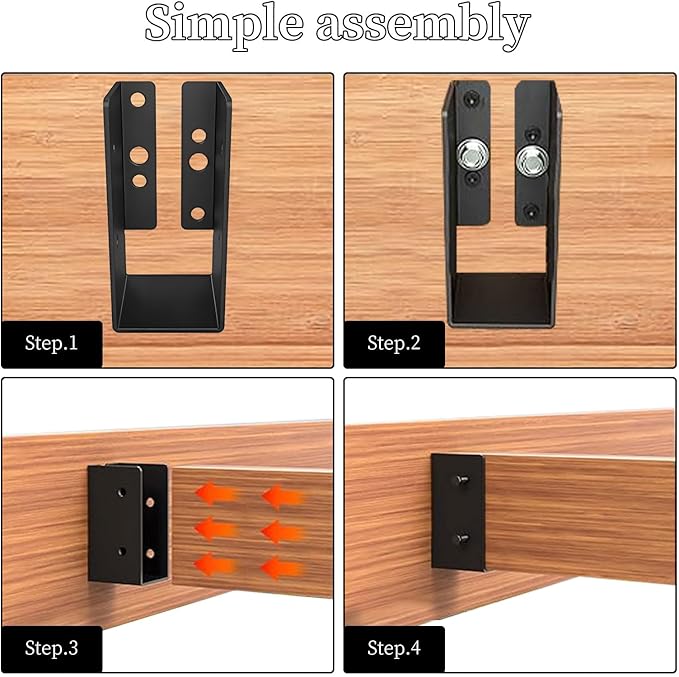Concealed Joist Hangers, 12 pcs of 2"x4" Outdoor Trim Concealed Flanges with Screws, Q235B Steel Powder Coated Outdoor Mount Joist Hanger for Beam, Swing, Handrail, Fence