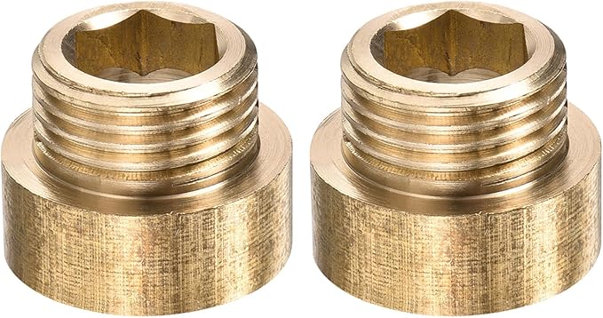 YOKIVE 2 Pcs Extension Pipe Fitting, G1/2 Female to G1/2 Male Thread Reducer Adapter Connector, Great for Bathroom Pipe Device, Water Pipe (Golden, 10-mm)