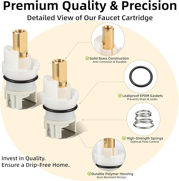 RP25513 Faucet Stem Replacement for Delta Two Handle Faucet Repair Kit, 2 Pack Cartridge Parts w/ RP4993 Seats & Springs, Includes RP24096 RP24097