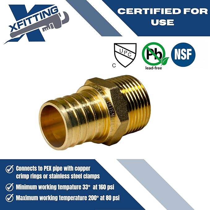 XFITTING 1 inch Pex x 3/4 inch Male NPT Adapter, 24-4-6=25X, 25 Pieces