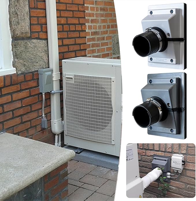 HVAC Wall Penetration & Line-Set Cover Kit, Easy-Install Wall Sleeve for Mini Splits & AC Systems, Weatherproof Universal Fit (Black Sealing Plate, S（Pipe 4.5 CM）)