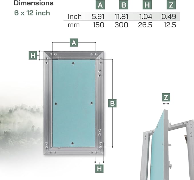 Vent Systems 6" x 12" Inch Access Panel - Drywall, Wall, Electrical, Plumbing Cover Plate - Ceiling, Wall Mount Drywall Access Panel - Metal Crawl Space Door for Home, Garage, Basement, Attic
