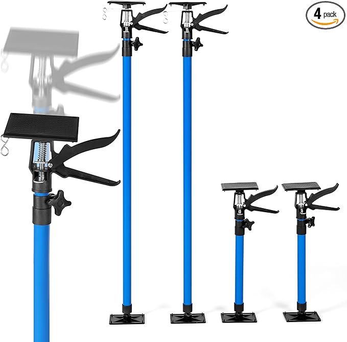 Cabinet Jack Support Pole, 19.7-114.2" Adjustable 3rd Hand Tool, Third Hand Tools for Installing Cabinets, Telescoping Poles 154LB Capacity Installation Jacks, Drywall Jack & Cargo Bar 4-Pack