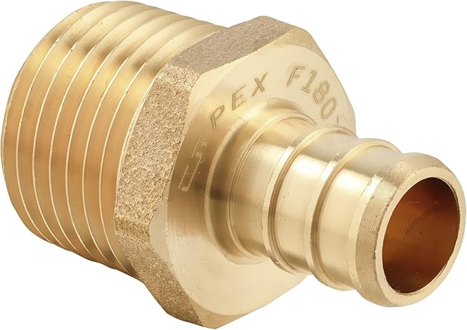 50-Pack EFIELD Pex Barb Crimp Brass Fittings 1/2 inch x 1/2 inch Male NPT Adapters, ASTM F1807,(PEX1807017-50PCS)