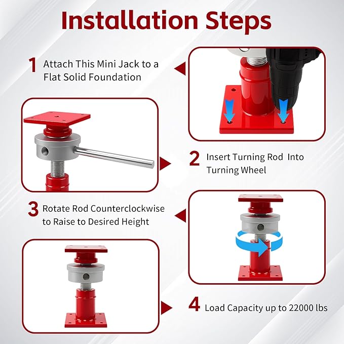 2 Pcs Adjustable Screw Jack Post for House Leveling, Range of Adjustment 6.5"-9", Load 22,000 lbs, Manufacturing House Jacks with Wrench Screw Steel Shores, Floor Jack for House Foundation