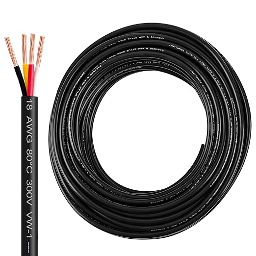 18 Gauge Wire 4 Conductor,18 AWG Electrical Wire Stranded PVC Cord Oxygen-Free Copper Cable,50FT 4 Core Pure Copper Flexible Cable Wire for LED Lamp Lighting Strips Automotive (50FT, 18AWG-4C)…