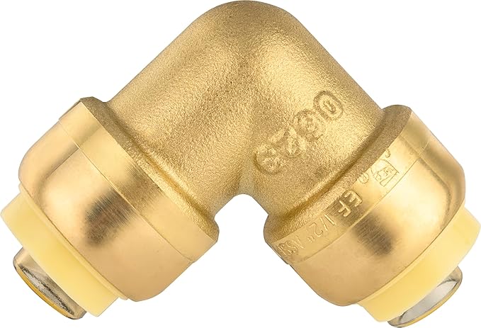 (Pack of 20) EFIELD 1/2-inch 90-Degree Elbow, Push-Fit Brass Fittings to Connect Copper, PEX, CPVC Pipe with 1/2" Disconnect Clip, UPC Certified,(PF-UNI009-20PCS)