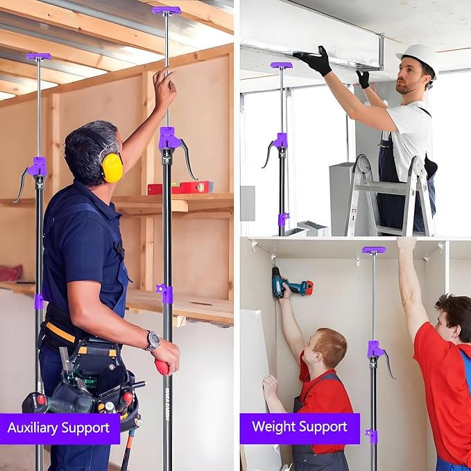 Quality Steel Adjustable Cabinet Jack Support Pole, Quick Support Rod & Drywall Jack, Zip Wall Dust Barrier System, 3rd Hand Support System 154LB, Cabinet Installations from 49.2-114.2 in, 4-Pack